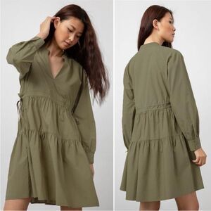 Rails Ivy Mini Moss Green Tie Waist Tiered Dress Women's Size Small